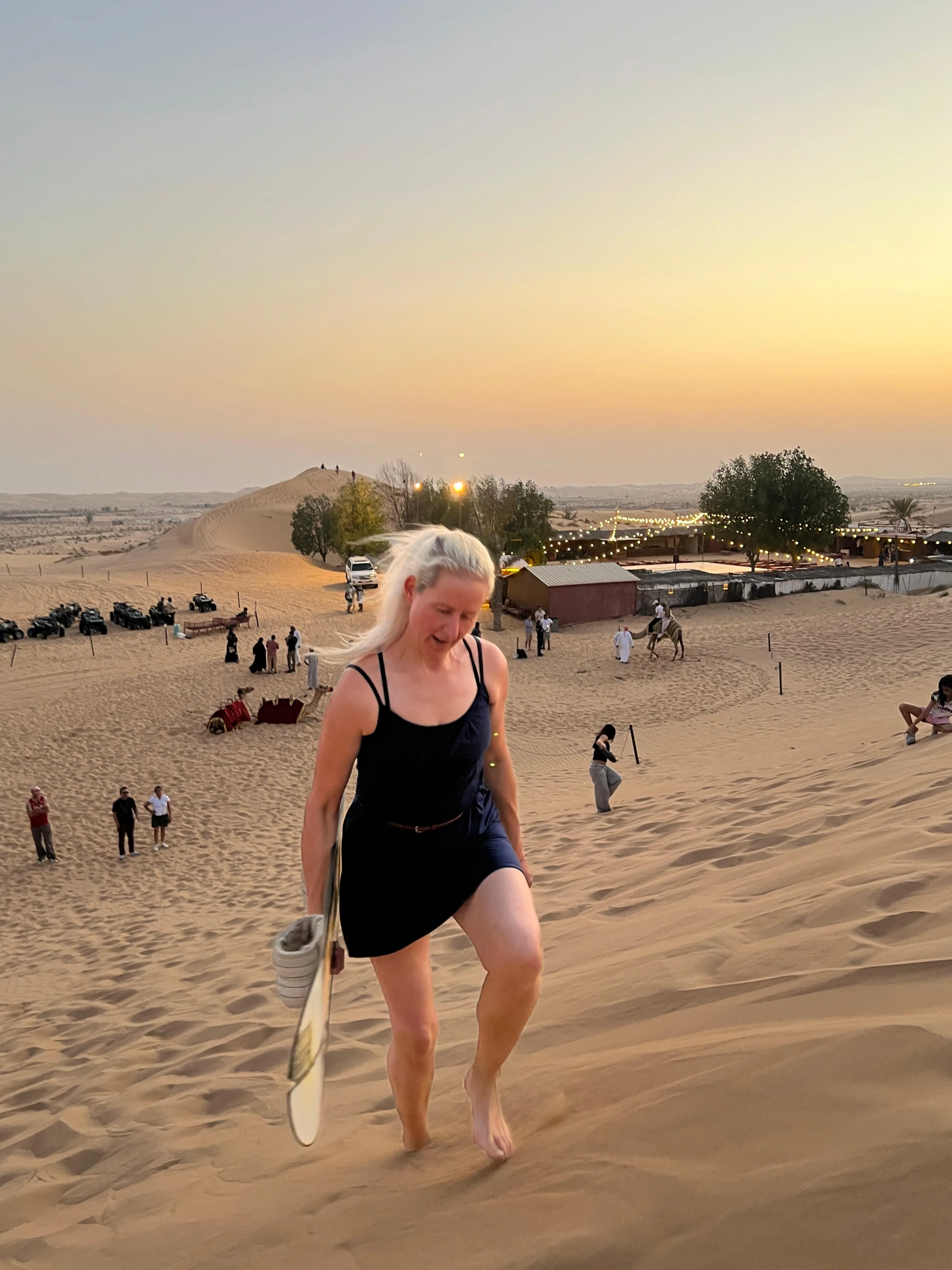 Sunset over the Abu Dhabi desert dunes